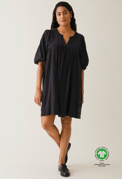 Boho Umstands-Minikleid - Schwarz