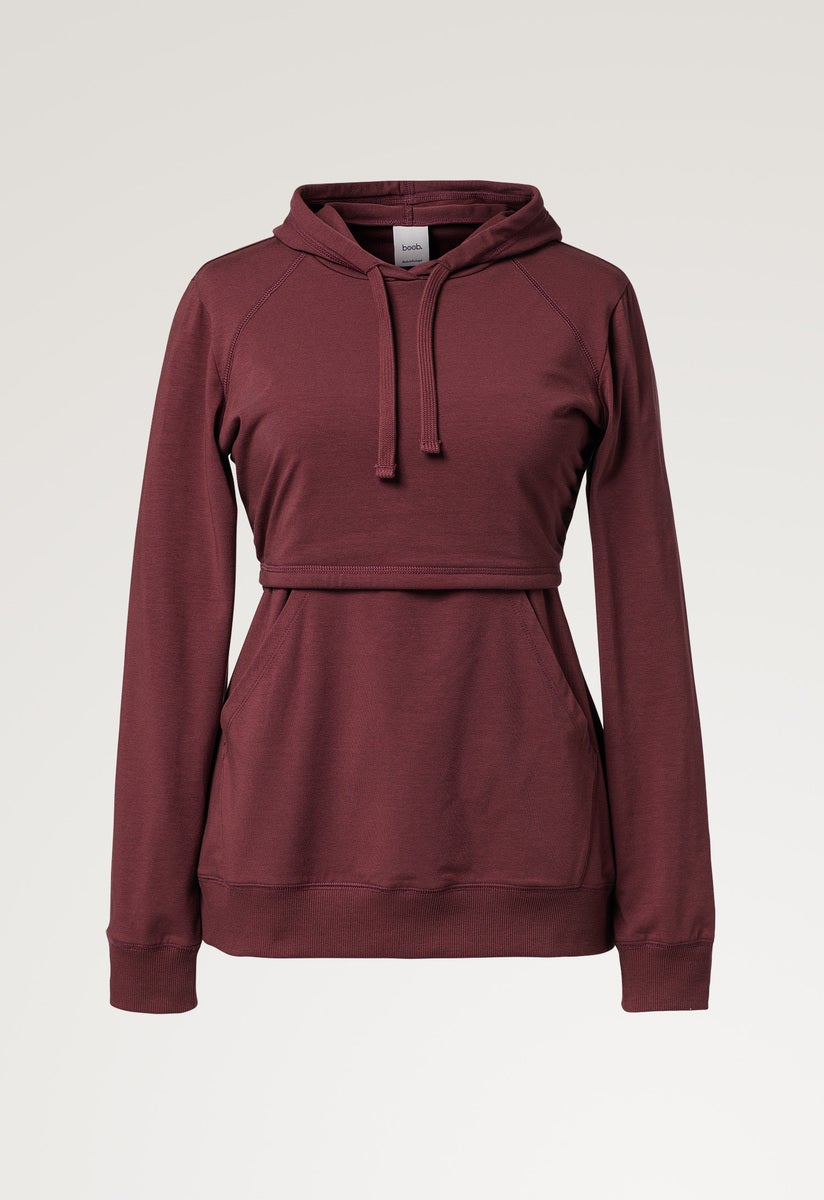 Stillhoodie mit Fleece - Port Red