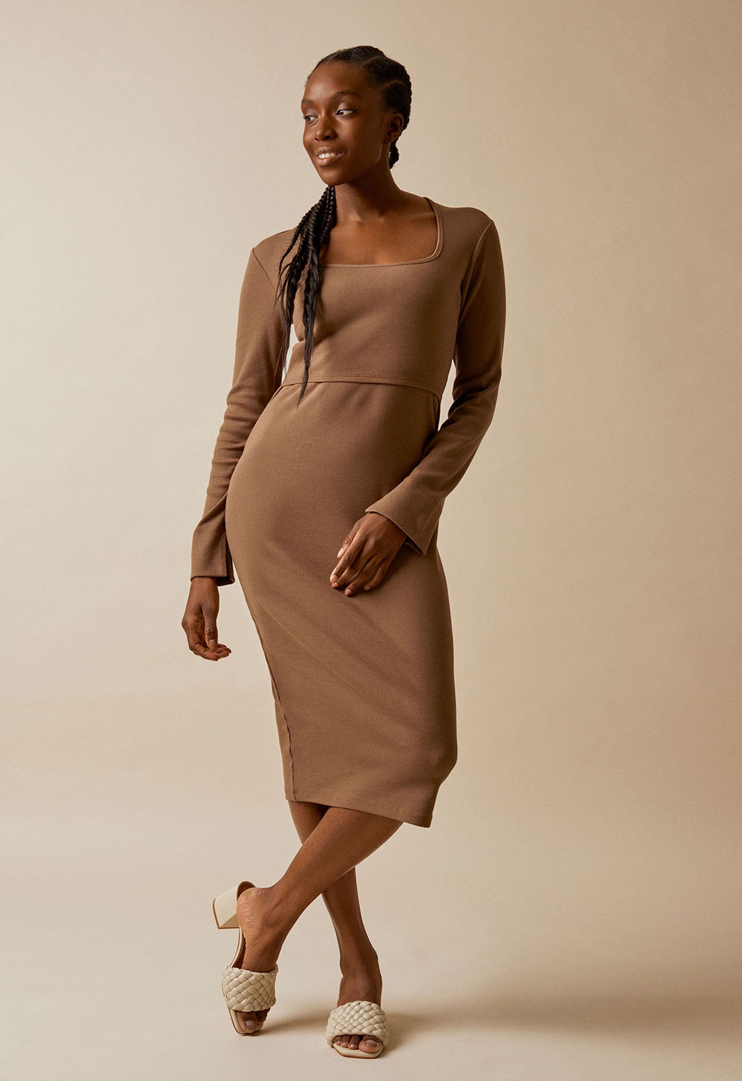 Signe l/s dress - Hazelnut