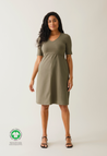 A-Linien-Stillkleid mit kurzen Ärmeln - Khakigrün