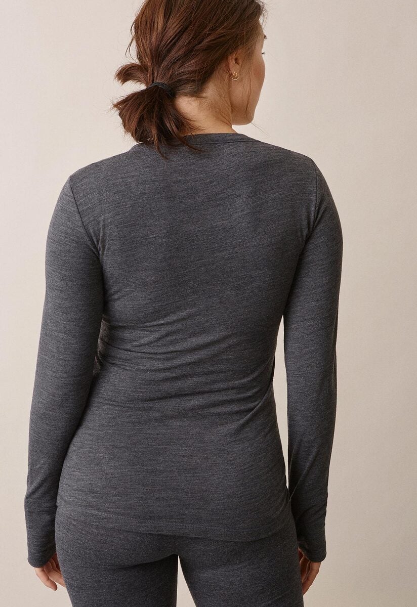 Stillpullover Merinowolle - Dark Grey Melange