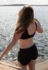 Geripptes Schwimmtop – Schwarz