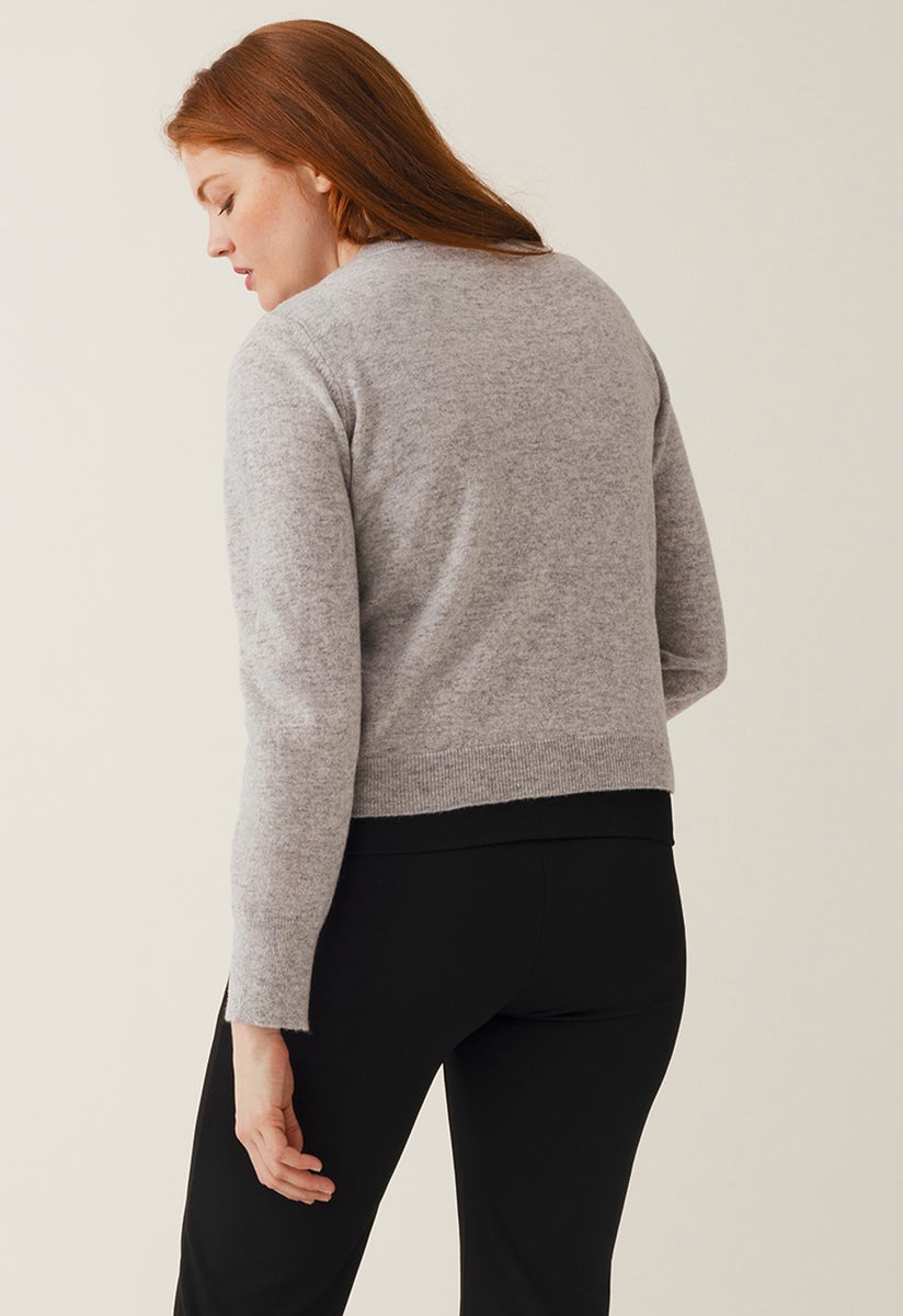 Gestrickter Stillpullover - Light Grey Melange