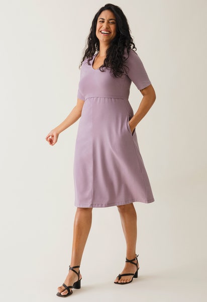 A-Linien-Stillkleid mit kurzen Ärmeln - Lavendel