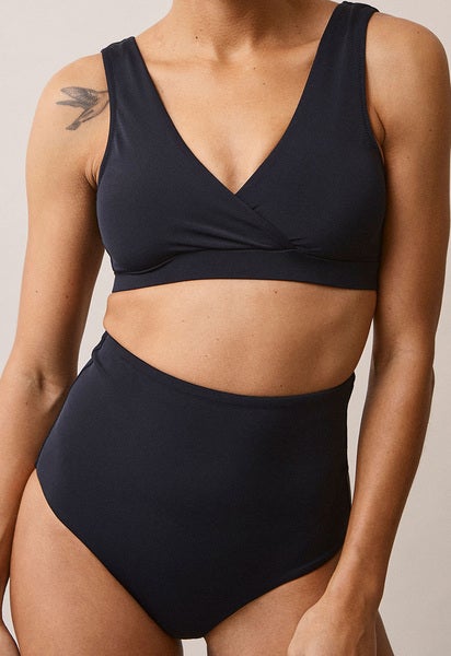 Bikinihose mit hoher Taille für die Zeit nach der Geburt – Schwarz